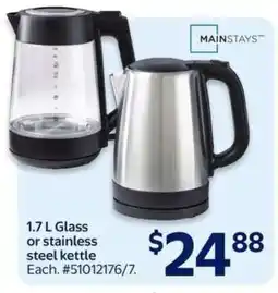 Walmart 1.7 L Glass or Stainless Steel Kettle offer