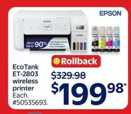 Walmart EcoTank ET-2803 wireless printer offer