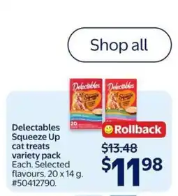 Walmart Delectables Squeeze Up Cat Treats Variety Pack offer
