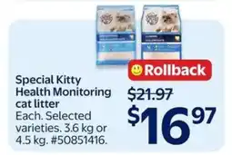 Walmart Special Kitty health monitoring cat litter offer