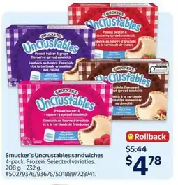 Walmart SMUCKER’S UNCRUSTABLES SANDWICHES offer