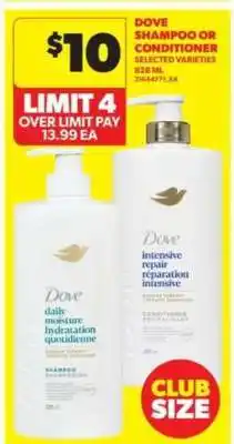 Real Canadian Superstore Dove Shampoo or Conditioner offer