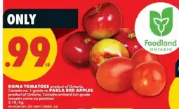 No Frills ROMA TOMATOES or PAULA RED APPLES offer