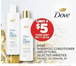 Real Canadian Superstore Dove Shampoo, Conditioner and Styling offer