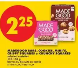 No Frills MADEGOOD BARS, COOKIES, MINI'S, CRISPY SQUARES or CRUNCHY SQUARES offer