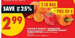 No Frills Farmer's Market Mandarins or Sweet Peppers offer