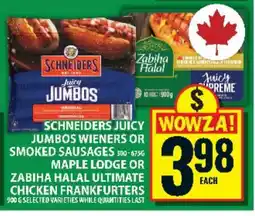 Food Basics SCHNEIDERS JUICY JUMBOS WIENERS OR SMOKED SAUSAGES offer