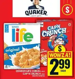 Food Basics Quaker Life Cereal / Cap'n Crunch offer