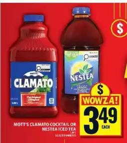 Food Basics Mott's Clamato Cocktail or Nestea Iced Tea offer