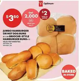 Independent Grocer Optimum jumbo hamburger or hot dog buns 8's or brioche-style hamburger buns 6's offer