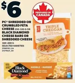 Independent Grocer PC shredded or crumbled feta cheese or black diamond cheese bars or shredded cheese offer