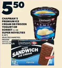 Independent Grocer Chapman's premium ice cream or frozen yogurt 2L or super novelties offer