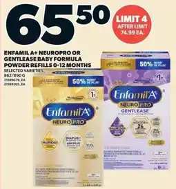 Independent Grocer Enfamil A+ NeuroPro or Gentlease baby formula powder refills 0-12 months offer