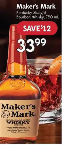 Sobeys Liquor Maker's Mark Kentucky Straight Bourbon Whisky offer