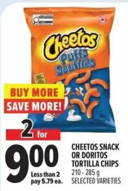 Metro Cheetos snack or doritos tortilla chips offer