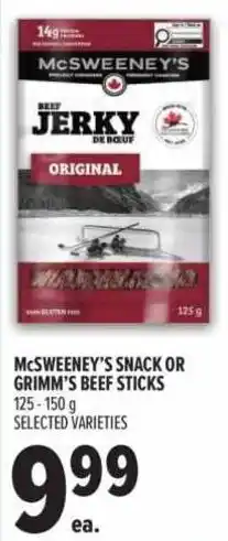 Metro McSweeney's snack or Grimm's beef sticks offer