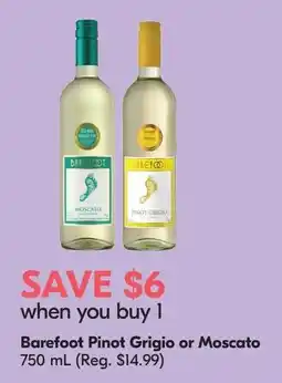 Sobeys Liquor Barefoot Pinot Grigio or Moscato offer