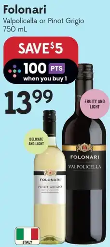 Sobeys Liquor Folonari Valpolicella or Pinot Grigio offer