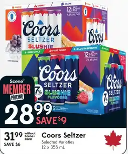 Sobeys Liquor Coors Seltzer Selected Varieties offer