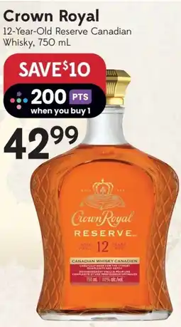 Sobeys Crown Royal 12-Year-Old Reserve Canadian Whisky offer