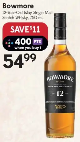 Sobeys Bowmore 12-Year-Old Islay Single Malt Scotch Whisky offer