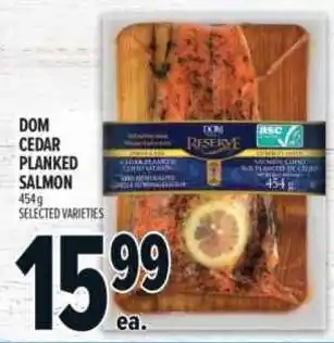 Dom cedar planked salmon