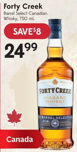 Sobeys Liquor Forty Creek Barrel Select Canadian Whisky offer
