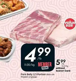 Sobeys Pork Belly 1/3 Portion skin-on offer