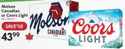 Sobeys Liquor Molson Canadian or Coors Light offer