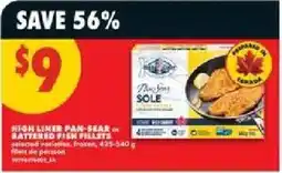 No Frills high liner pan-sear or battered fish pellets offer