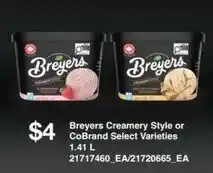 Independent Grocer Breyers Creamery Style or CoBrand Select Varieties offer
