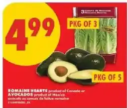 No Frills Romaine hearts avocados offer