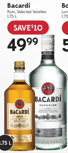 Sobeys Bacardi rum selected varieties offer