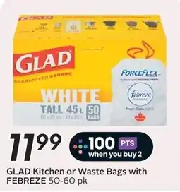 Sobeys Glad kitchen or waste bags offer