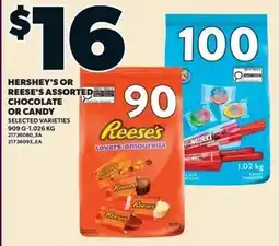 Independent Grocer Hershey's or reese's assorted chocolate or candy offer