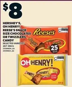Independent Grocer Hershey's, oh henry's, reese's snack size chocolates or twizzlers candy offer