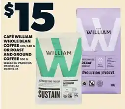 Independent Grocer Cafe William whole bean coffee or roast and ground coffee offer
