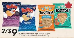 Sobeys Ruffles Potato Chips or Tostitos Tortilla Chips offer
