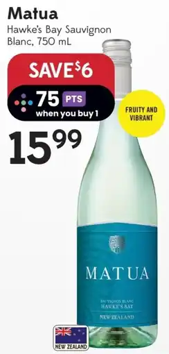 Sobeys Liquor Matua Hawke's Bay Sauvignon Blanc offer