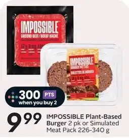 Sobeys Impossible Burger 2 pk or Simulated Meat Pack offer