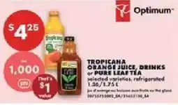 No Frills Tropicana orange juice, drinks or pure leaf tea offer
