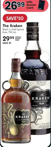 Sobeys Liquor The Kraken Black or Gold Spiced Rum offer