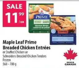 Co-op Maple Leaf Prime Breaded Chicken Entrées or Stuffed Chicken or Schneiders Breaded Chicken Tenders offer