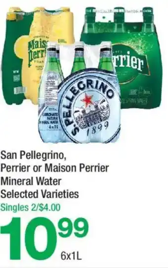 San Pellegrino, Perrier or Maison Perrier Mineral Water