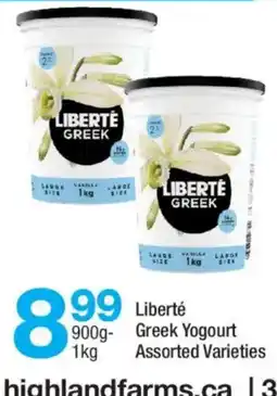 Highland Farms Liberté Greek Yogourt offer