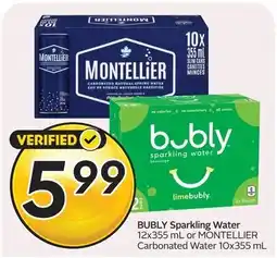 Sobeys Bubly Sparkling Water or Montellier Carbonated Water offer