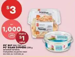 No Frills PC dip 200/227 g or pc naan dippers 200 g offer