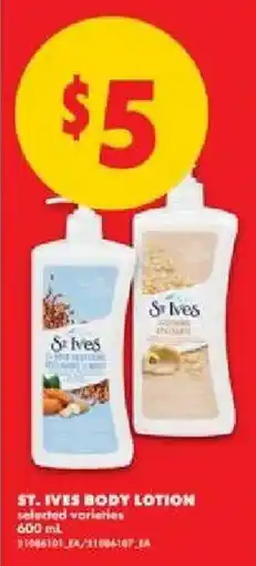 No Frills St. Ives body lotion offer