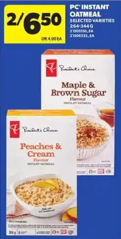 Atlantic Superstore PC instant oatmeal offer