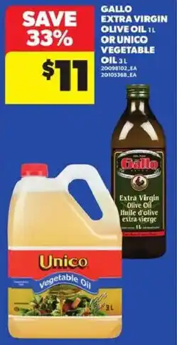 Atlantic Superstore Gallo extra virgin olive oil or Unico vegetable oil offer